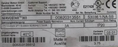 USED DANAHER S30361-NA-SB SERVOSTAR 303 SERVO DRIVE S30361NASB