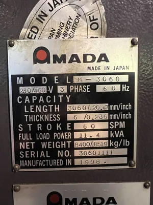1998 AMADA M-3060 Shear | Universal Press & Machinery (UPM) (18)