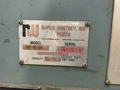 Used ROPER WHITNEY PF 4-74 Plate Bending Rolls including Pinch Michigan US | Vander Ziel Machinery Sales #483021