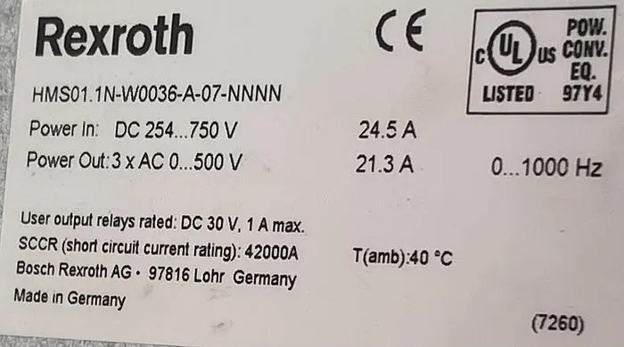 Used REXROTH REXROTH HMS01.1N-W0036-A-07-NNNN Misc Electrical & Power Parts | ND Industrial Surplus #1213427