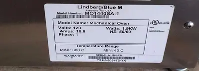 LINDBERG BLUE M. MECHANICAL OVEN  MODEL MO1440SA-1