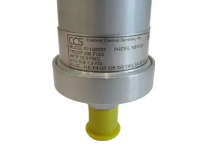 USED CUSTOM CONTROLS 611G9007 PRESSURE SWITCH 500 PSIG