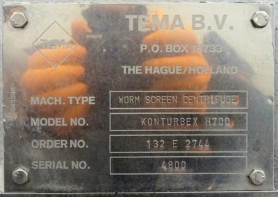 Siebtechnik Tema H-700 Conturbex centrifuge, 1.4581 SS.
