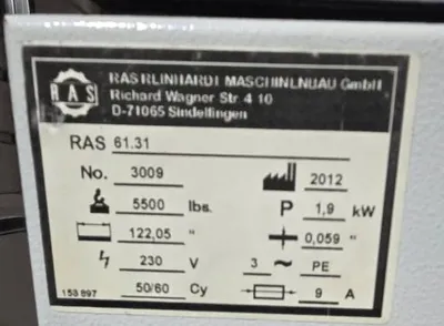 2012 RAS Turbobend 61.31 Folding Machines | THREE RIVERS MACHINERY (4)