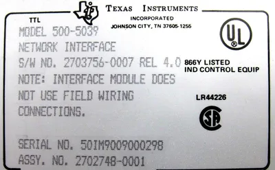 NEW TEXAS INSTRUMENTS 500-5039 NETWORK INTERFACE MODULE 5005039