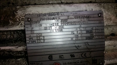 US Motors 15HP; 1185RPM; 460V; Frame: 324UD C12 99011297-001R-02
