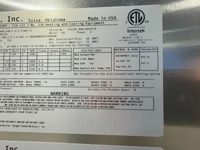 USED AAON DANDELION WVA048E014AA0JC