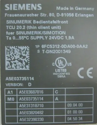 USED SIEMENS 6FC5203-0AF02-0AA1 OPERATOR INTERFACE 6FC5312-0DA00-0AA2