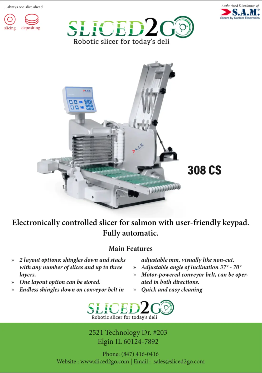 S.A.M. 308 CS Fully Automatic Electronically Controlled Slicer for Salmon with User Friendly Keypad