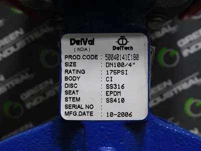Bray Controls & DelTech 4" Actuated Butterfly Valve 70-0052-113A0-536 Used