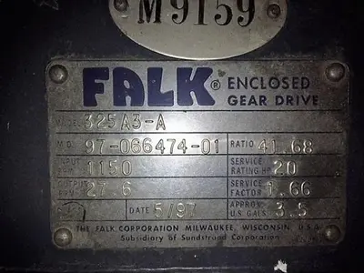 Falk Gear Reducer 20 HP Ratio: 41.68