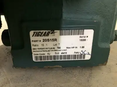 Dodge Tigear 2 20S15R Gear Drive/Speed Reducer w/ Brake 15:1 / 1HP 1725RPM 3PH