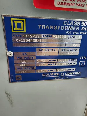 USED SQUARE D CLASS 9070 TYPE: SK5271S