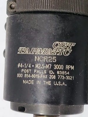 CST Tapmatic NCR25 Tapping Head Attachment 4-1/4" M2.5-M7 3000 rpm USA