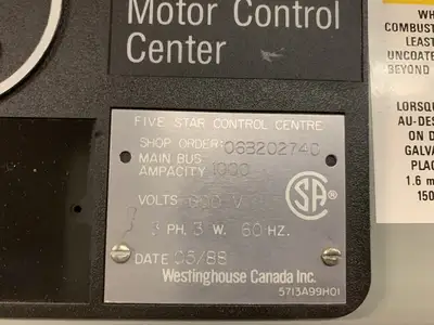 Five Star Double-Sided Motor Control Center (MCC), 600V Max., 1000A, 23 Buckets