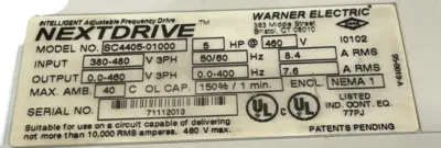 USED WARNER ELECTRIC NEXTDRIVE SC4405-01000 DRIVE 5HP 460V SC440501000