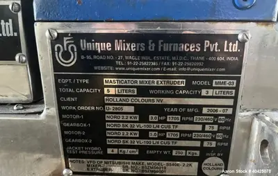 Used UNIQUE MME-3 Double Arm Mixer Extruders Illinois US | Aaron Equipment #1329189
