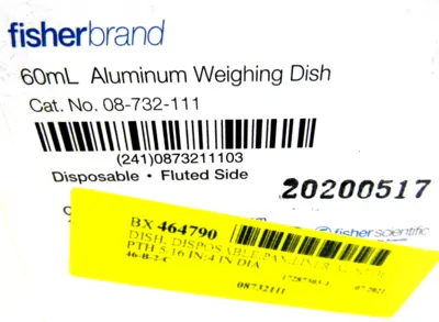 NEW FISHER BRAND 08-732-111 ALUMINUM WEIGHING DISH 60ML 08732111