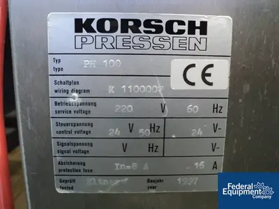 USED Korsch Korsch PH 106/DMS Tablet Press, 6 Station
