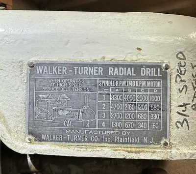 USED WALKER TURNER RADIAL DRILL PRESS