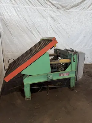 6,000 LB X 48" LBS BRANER HYDRAULIC DOWNLAYER TABLE. STOCK # 0435626