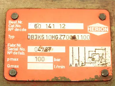 Herion DB3KS10HGZ70001100 Hydraulic Relief/Throttle Valve 60 141 12