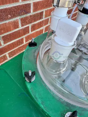 Used CHEMGLASS 50 LITER JACKETED GLASS REACTOR W/ CHEMGLASS AIR DRIVEN STIRRER MOTOR Reactors California US | Equipment Lab #1281329
