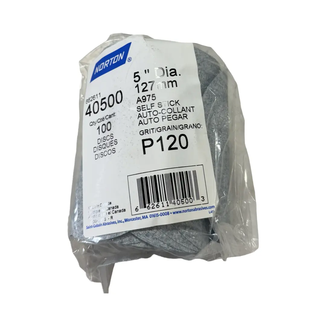 Norton 5" Dry Ice No-Fil Paper PSA Self Stick Disc Roll 120 Grit 100 Pack