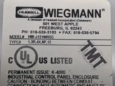 USED WIEGMANN 12” X 10” X 5” JIC SERIES SCREW COVER GRAY