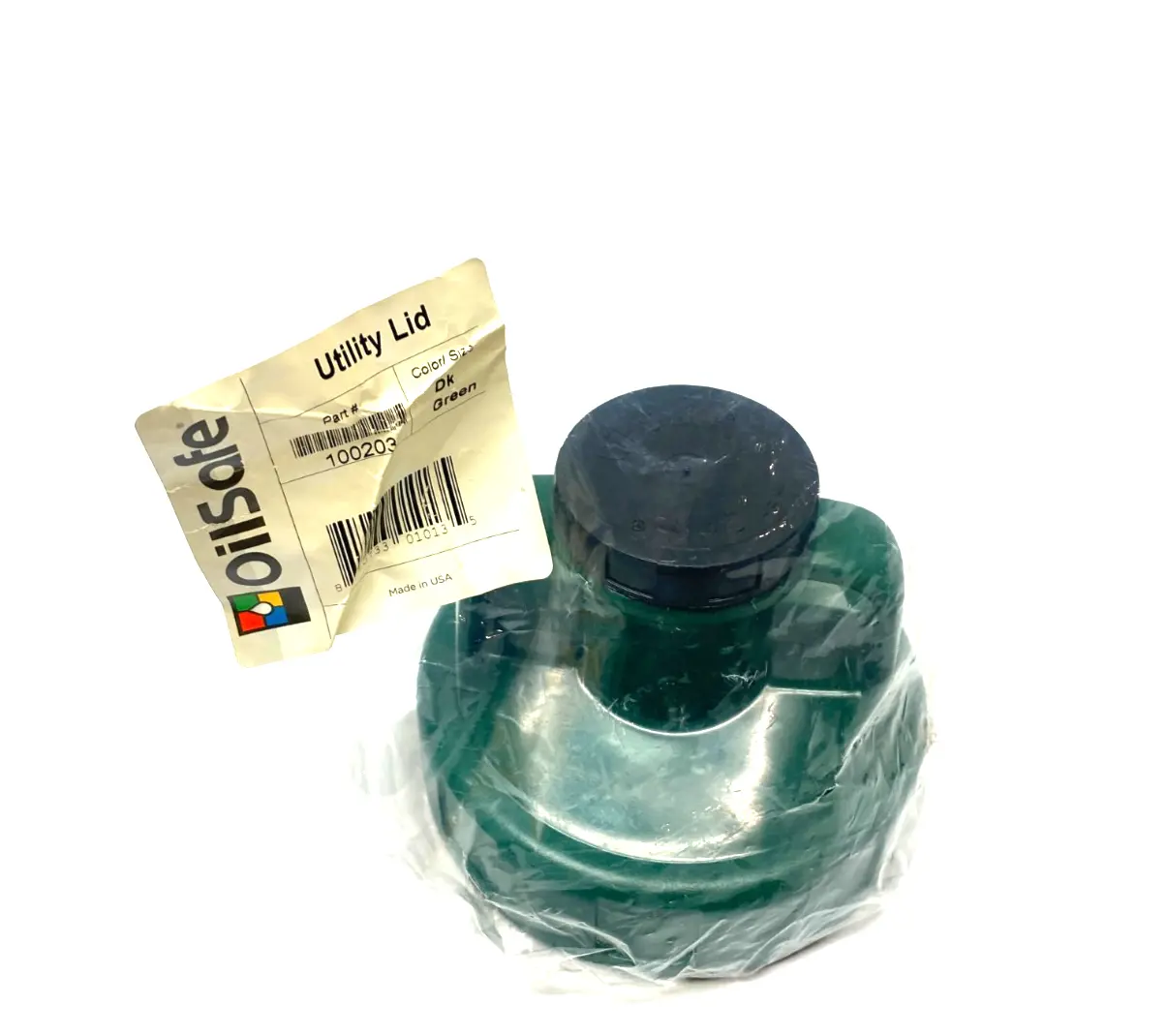 NEW OILSAFE UTILITY LID, DARK GREEN, 48MM OPENING