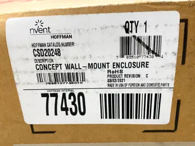 New | in-Stock Hoffman Single Door Enclosure, Gray Steel, 20 x 24 x 8", 77430 Electrical Boxes Michigan US | Maverick Industrial Sales #1441679