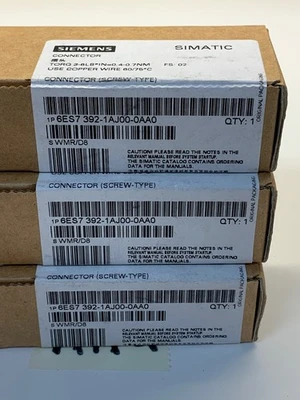 Neu Siemens Simatic 6ES7 392-1AJ00-0AA0 Vorne Anschluss (Lot Of3) Pin Ovp Kiste