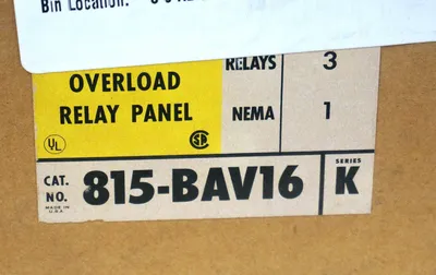 NEW ALLEN BRADLEY 815-BAV16 OVERLOAD RELAY PANEL SER. K, 815BAV16