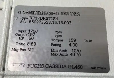USED Sew Eurodrive SEW EURODRIVE RF17DRS71S4 1F