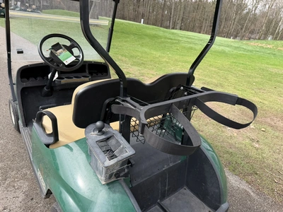 (1) 2015 E-Z-Go golf cart with a Kawasaki gas engine, does not include Club canopy, includes ball wa...