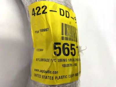 USED NYLOBRADE PVC TUBING 1/8" ID X .315" OD SHELFWARE CUT TO 50'