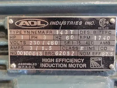 1 hp, 230/460 Volts, 1740 Rpm, 143T Induction Motor