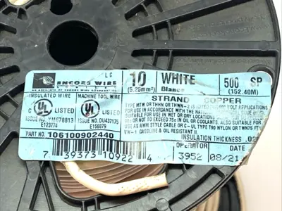 Used Encore Wire White Strand Copper Wire 500 SP 9lbs 1.3oz Cable & Wire Michigan US | Maverick Industrial Sales #1518207