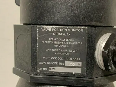 USED ITT SHEROTEC 4-WAY 316L VALVE W/ 2" & 1" SANITARY FITTINGS W/ POSITION MONITOR