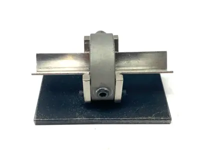 USED MAHR DIMENSIONAIR 2-JET AIR RING GAUGE W/ GUIDE CHUTES & BASE PLATE
