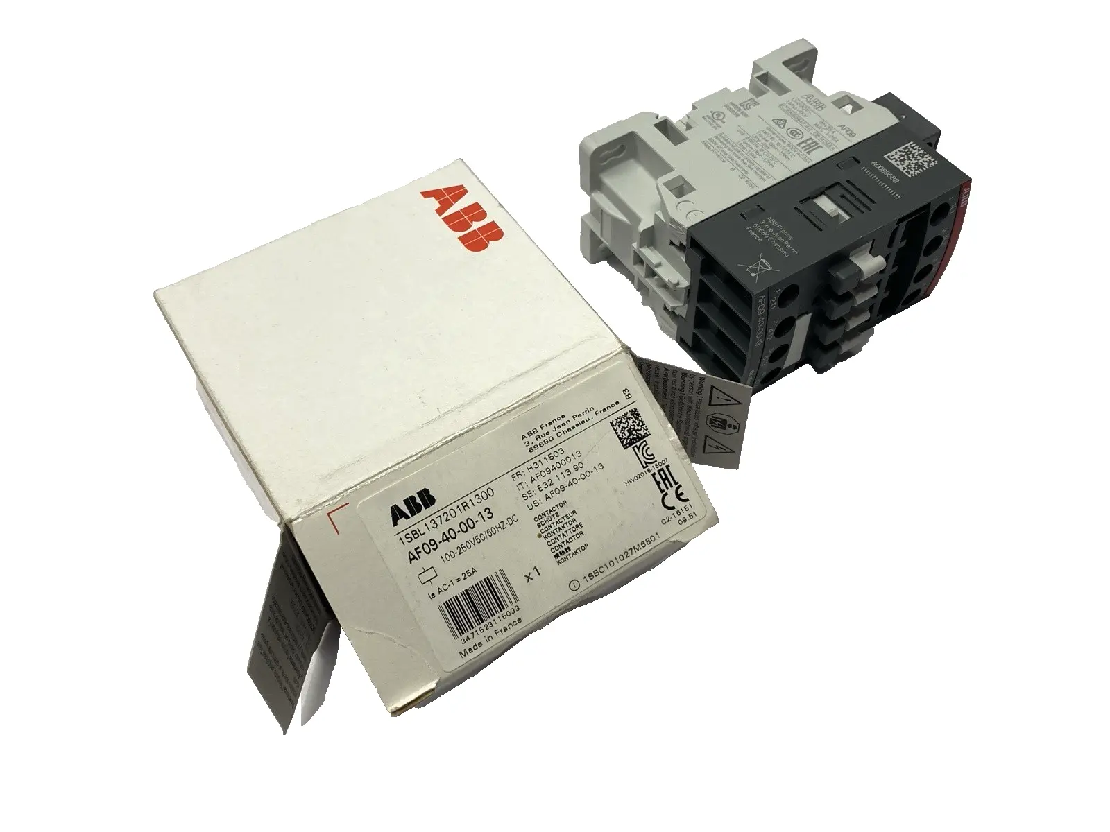 New | in-Stock ABB IEC Contactor 4-Pole 100-250V 50/60Hz AF09-40-00-13 Relays & Switches Michigan US | Maverick Industrial Sales #1391397