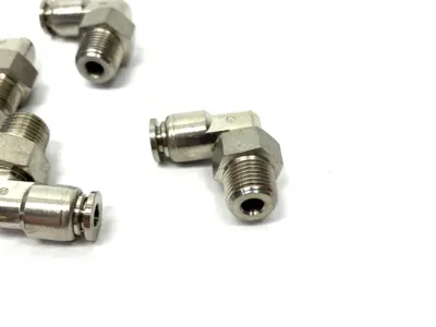 None | Stainless Steel Swivel Snap-Connect Elbow Fitting 4mm OD 1/8" Thread LOT OF 8 - New Other
