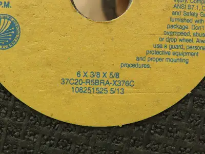 Norton 37C20-R5BRA-X376C Grinding Wheel 6"x 3/8"x 5/8" Lot of 10