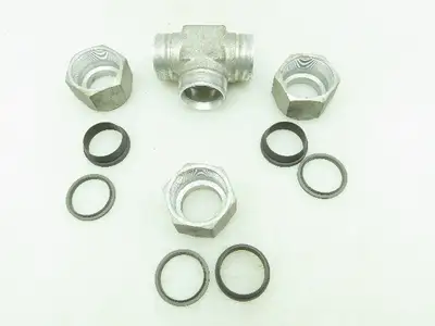 Crawford Swagelok Steel Compression Fitting Union Tee 1-1/2" Tube Double Ferrule
