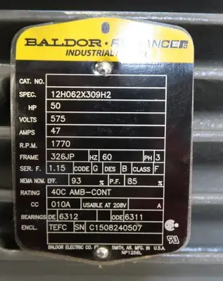 NEW BALDOR 12H062X309H2