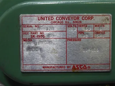 United Conveyor Corp. SK-1955-50 Solenoid Valve Coil 120VAC 60Hz Used