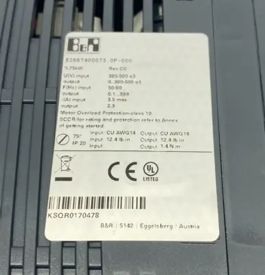 USED B&R INDUSTRIAL AUTOMATION ACOPOSINVERTER P66 W/ POWERLINK COMM. CARD