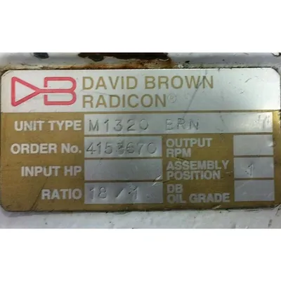 Used 75HP David Brown Radicon Gear Motor Speed Reducer Drive (18:1 ratio)