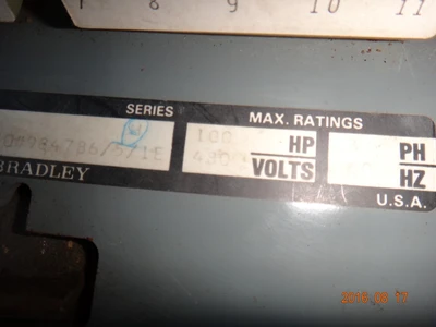 Allen Bradley Centerline 2100 size 4 Motor Control Center Bucket