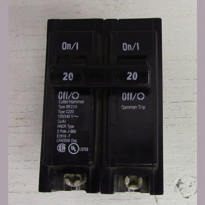 Cutler Hammer 2 Pole 20 Amp Push-in Breaker
